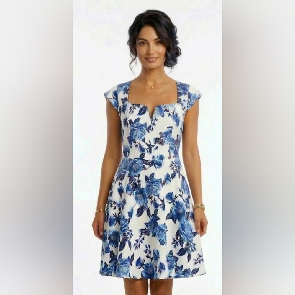 NWT Midnight Doll Blue Floral Midi Dress Size 13 Juniors